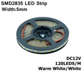 12V 2835 LED Strip 120 LED/m non Waterproof White /Warm White / Red / Green / Blue