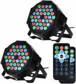 Tesfish 36LED Uplighting Lights for Events, Stage Lighting Sound Activated, Remote and DMX Control